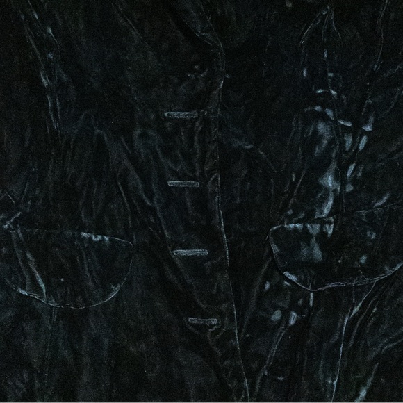 💋 Betsey Johnson Luxe Black Crushed Velvet Blazer Vintage 90’s 🖤 - Picture 7 of 10